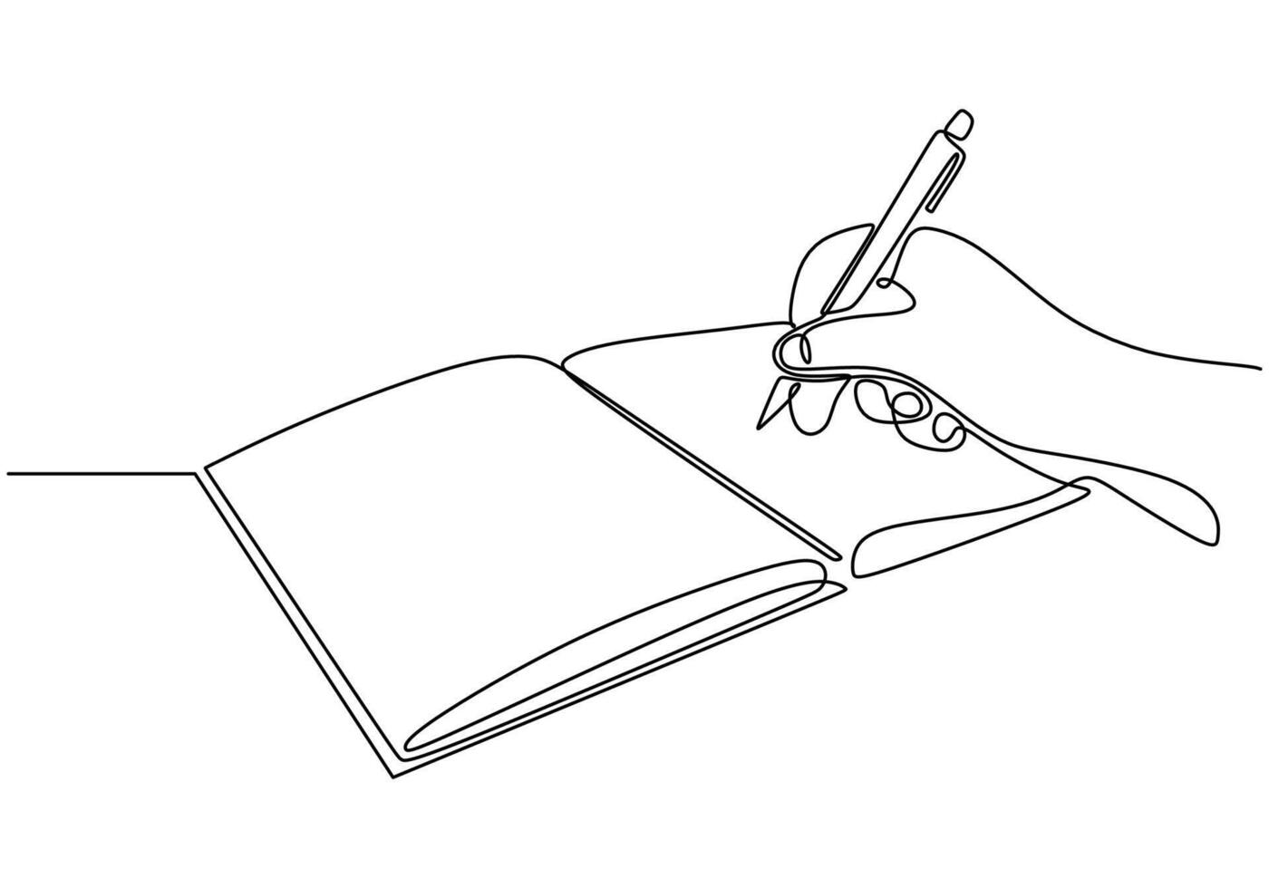 Hand writing in book with pen vector
