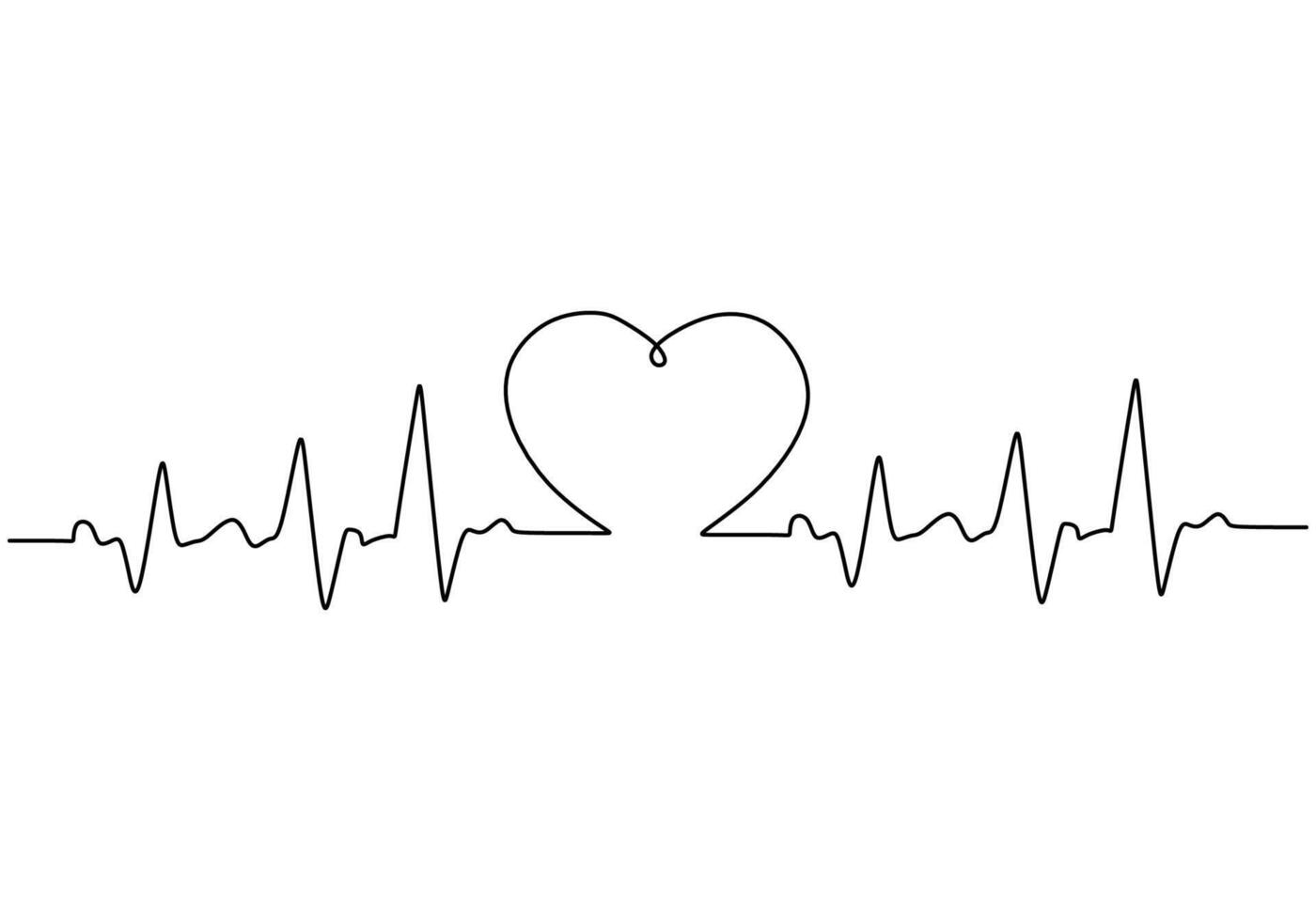 Heart Icon with Pulse Line Drawing. Simple healthcare concept with a heart symbol and pulse line art. vector