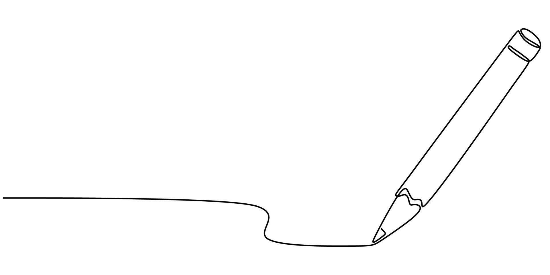 Pencil in continuous line drawing. Education concept for creativity and writing. vector