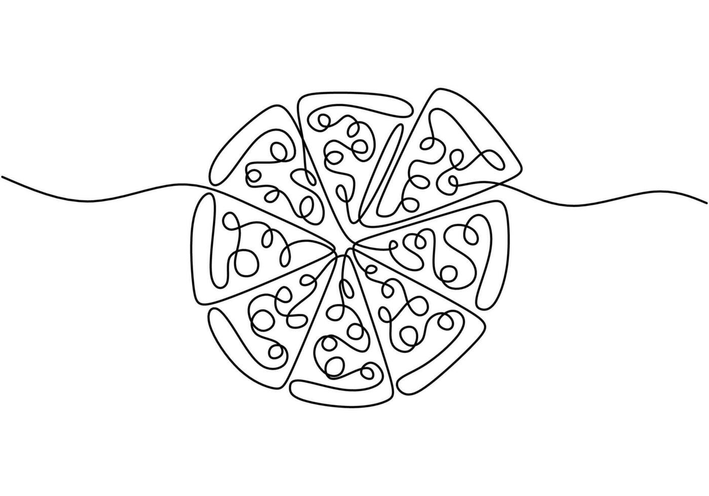 Continuous line drawing of pizza. Illustration for food and drink concepts. vector
