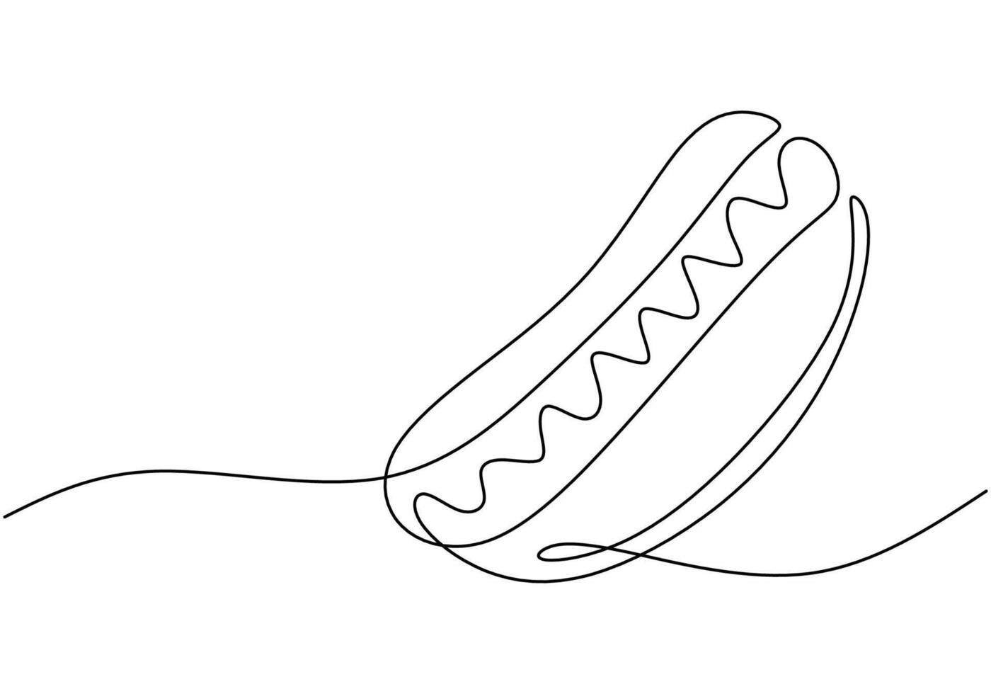 Hot dog continuous line drawing. Minimalist food and drink concept isolated on white. vector