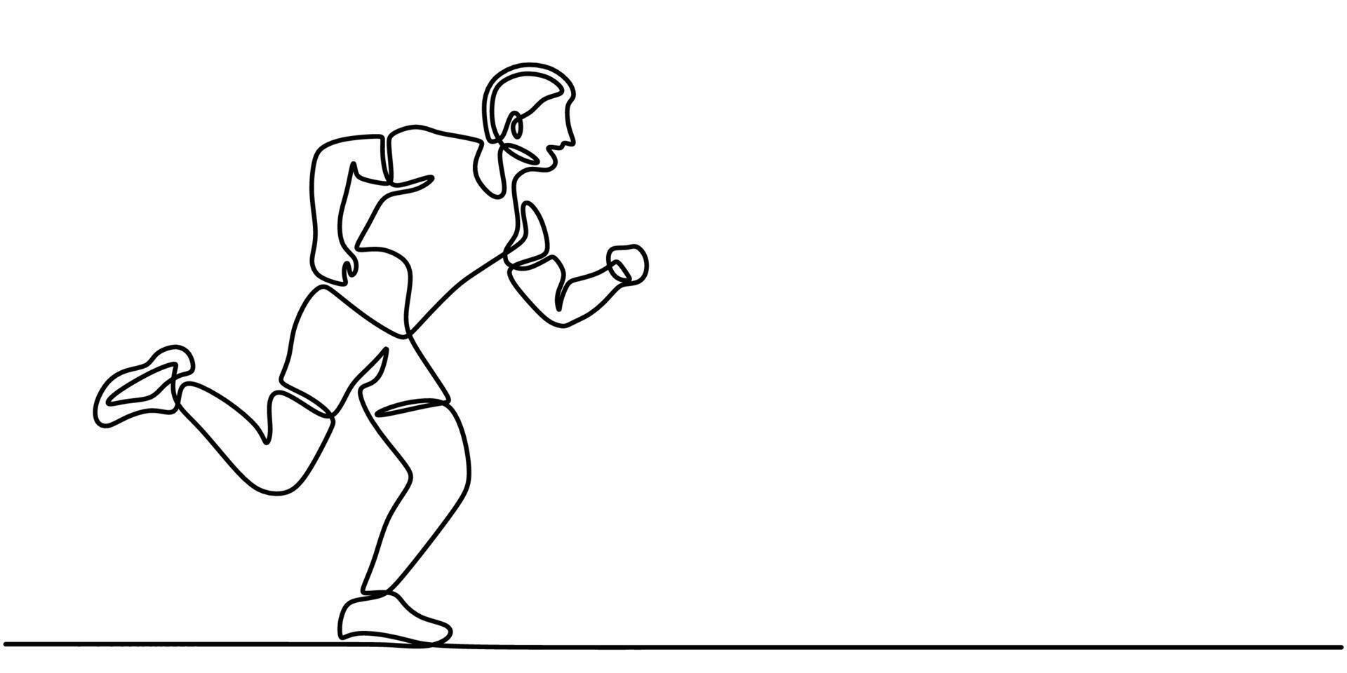 Man sprinting forward one line drawing vector