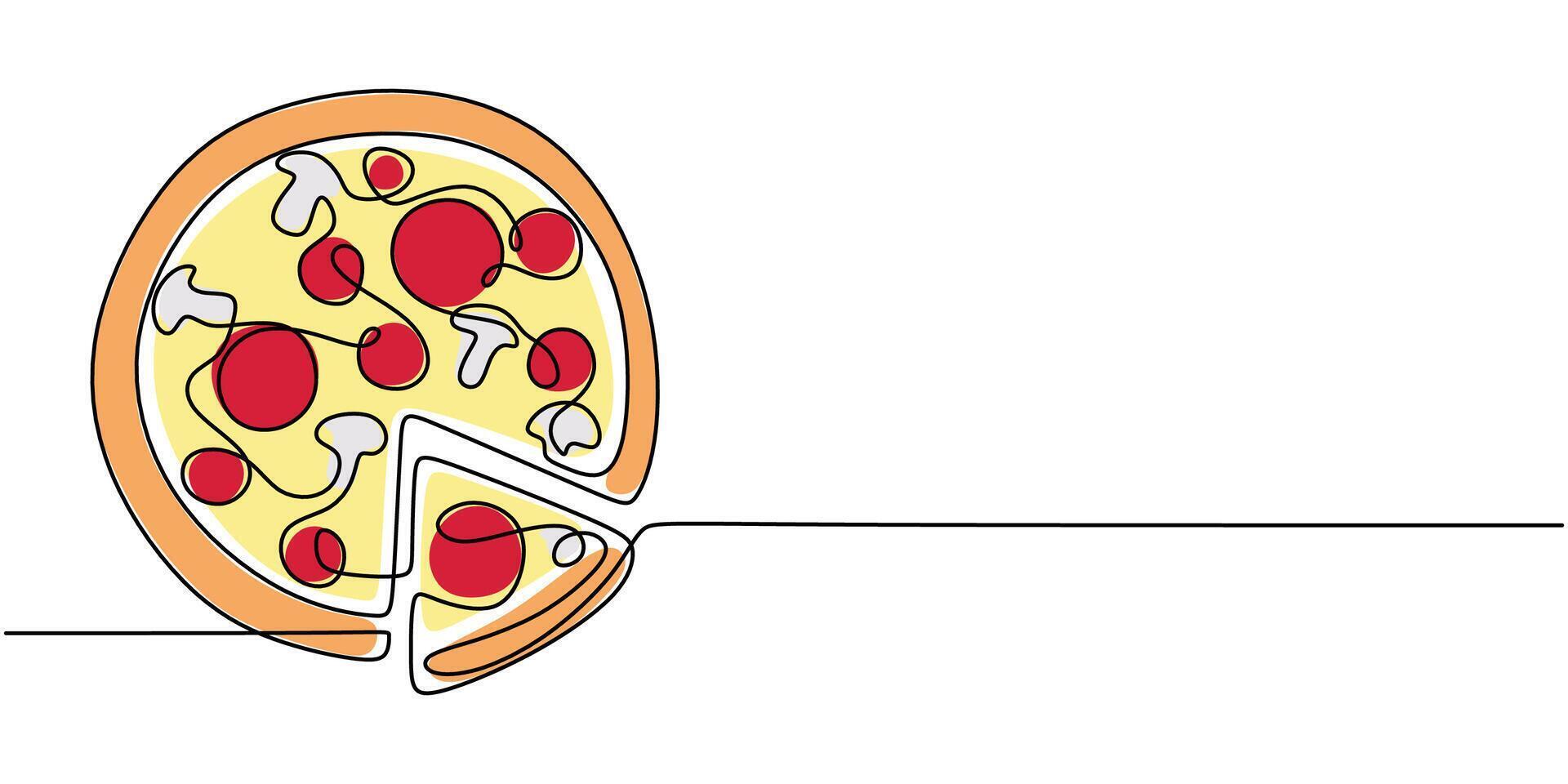 Pizza with missing slices line art vector