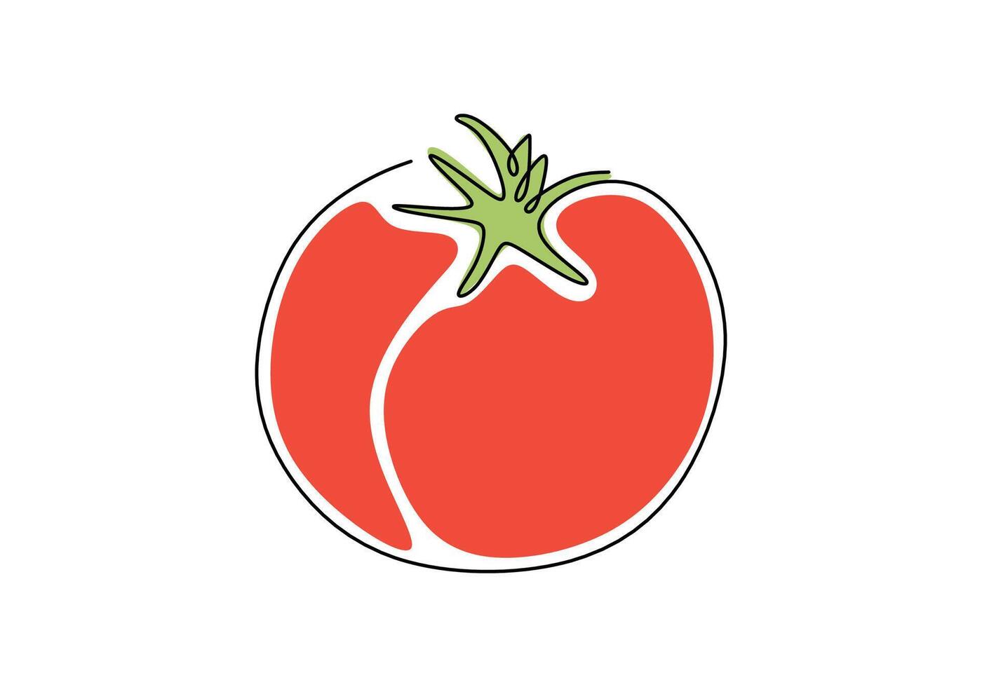 Fresh tomato one line drawing vector