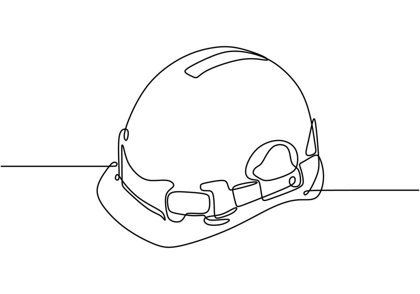 Safety helmet one line drawing construction work vector