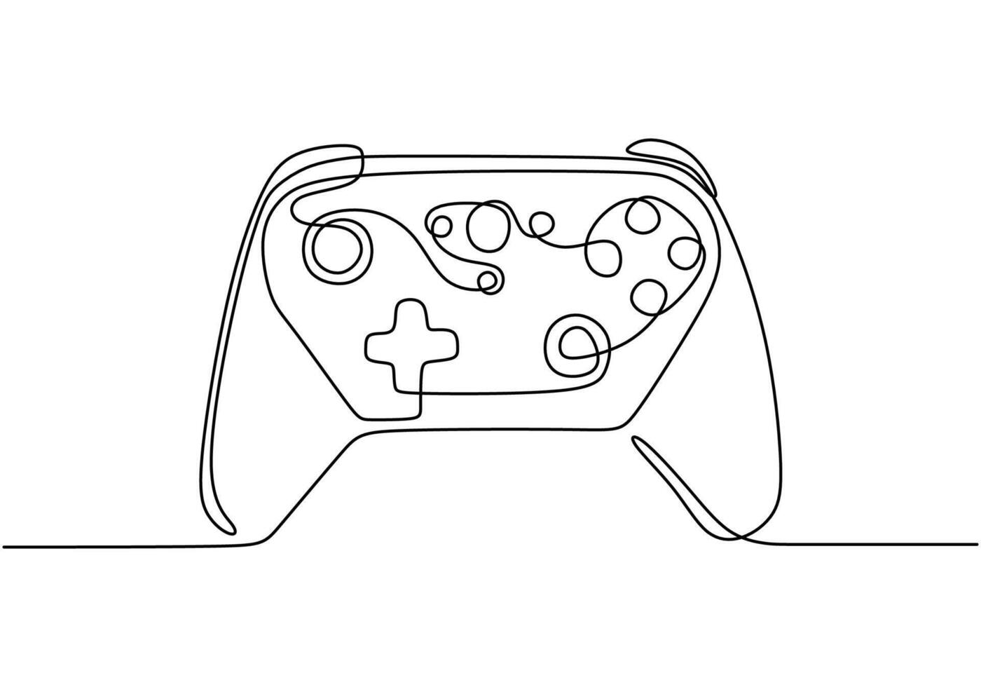 Gaming joystick one line drawing vector