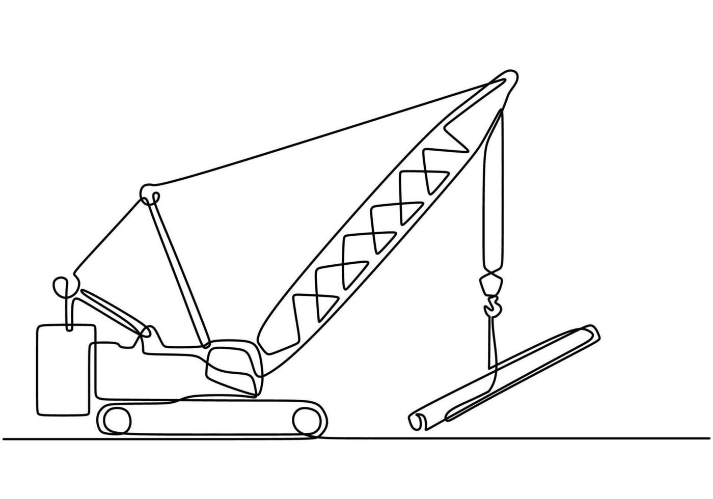 Minimalist construction crane single line drawing vector