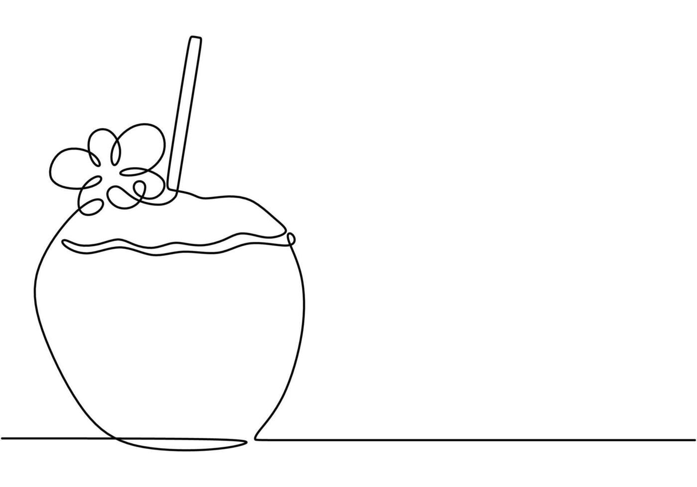 Coconut drink one line drawing vector