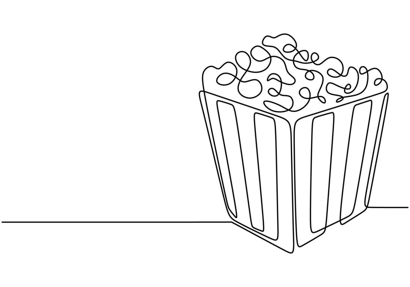 Popcorn snack one line drawing vector