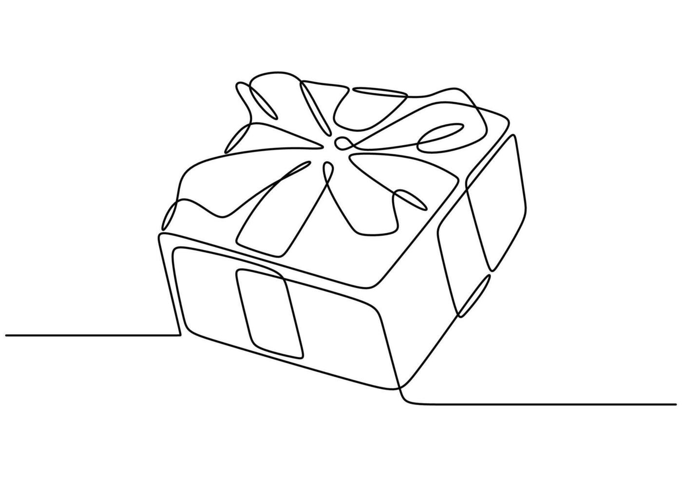 Gift box continuous line art vector