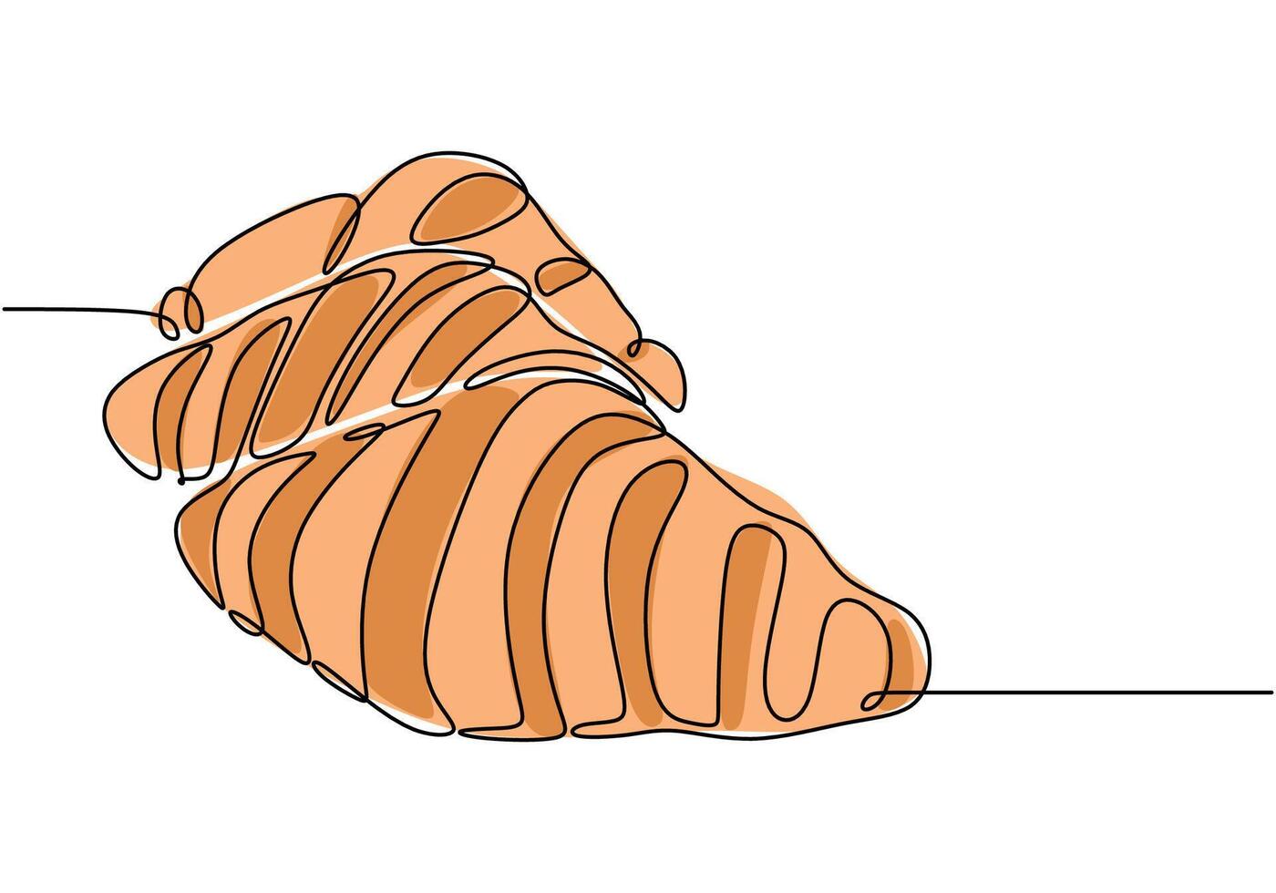 Croissant continuous line drawing. Minimalist bakery food concept isolated on white background. vector