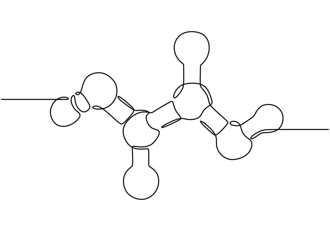Molecule Structure Continuous Line Drawing. Minimalist healthcare concept for scientific bonding illustrations. vector