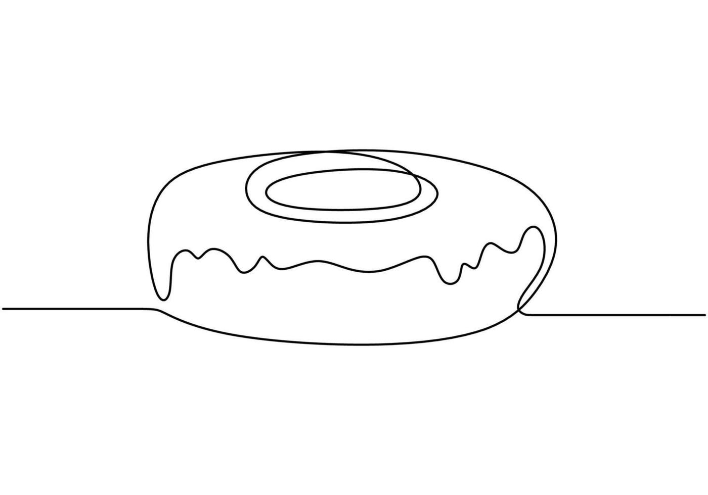 Donut continuous line drawing. Minimalist food and drink concept isolated on white background. vector