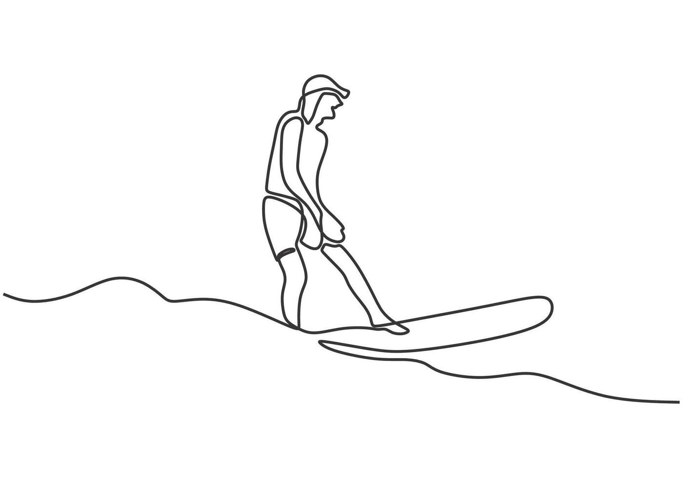 Man Surfing Minimalist Line Art vector