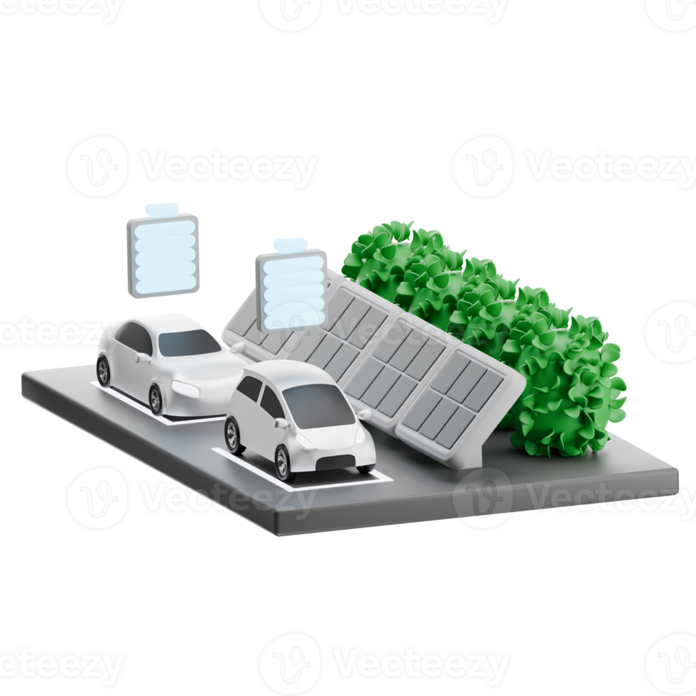 Solar Powered EV Parking 3D Illustration png
