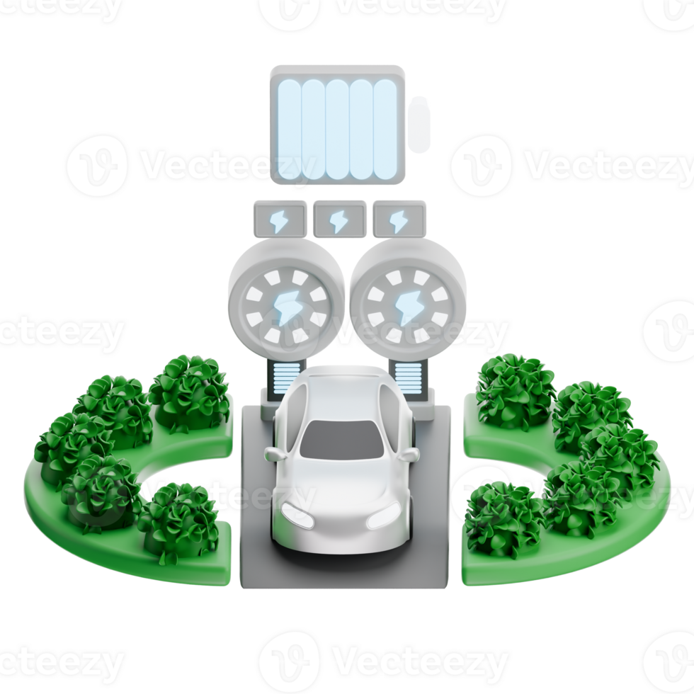 Dual Gauge EV Charging Station 3D Illustration png