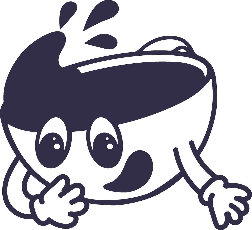Happy cup of coffee with the splash. Comic character with emotional face. vector