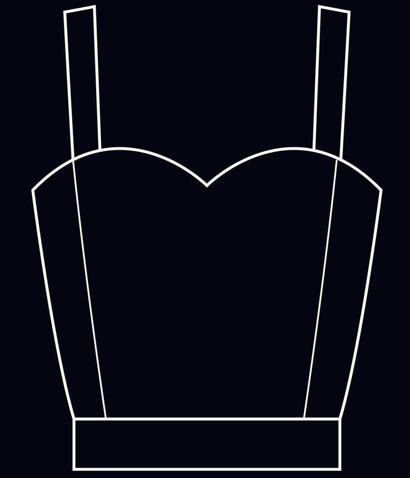 Corsage top image outline white on black background vector