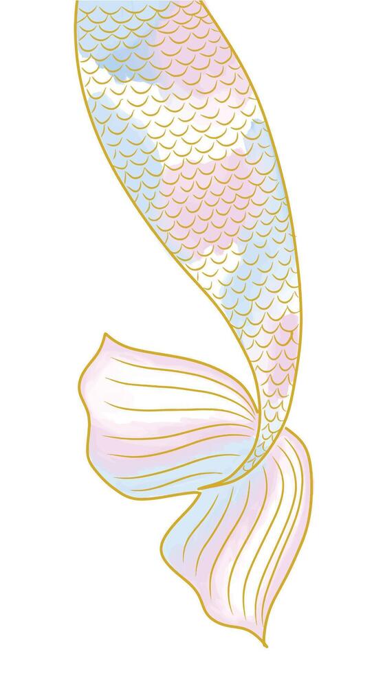 Mermaid tail cartoon hand drawn illustration vector