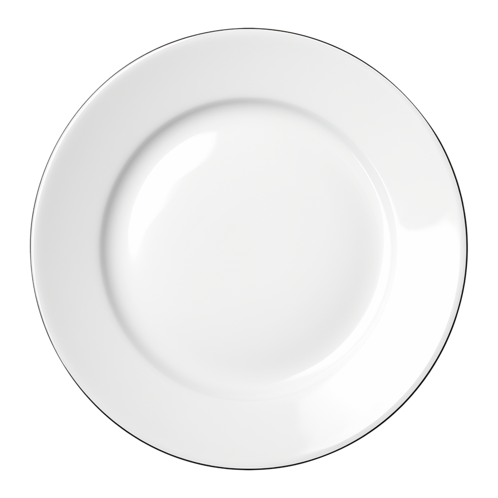 Minimal white dinner plate displayed on transparent background png
