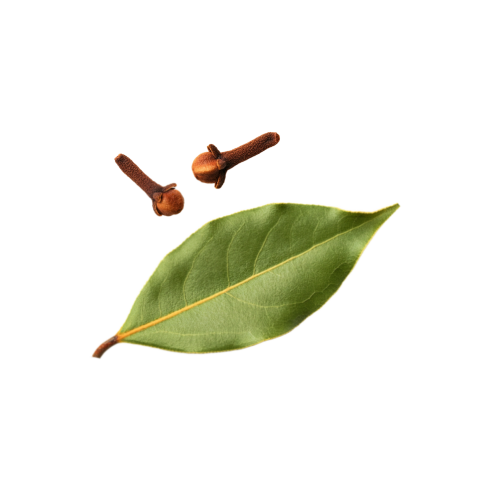 Dried bay leaf with clove on transparent background png