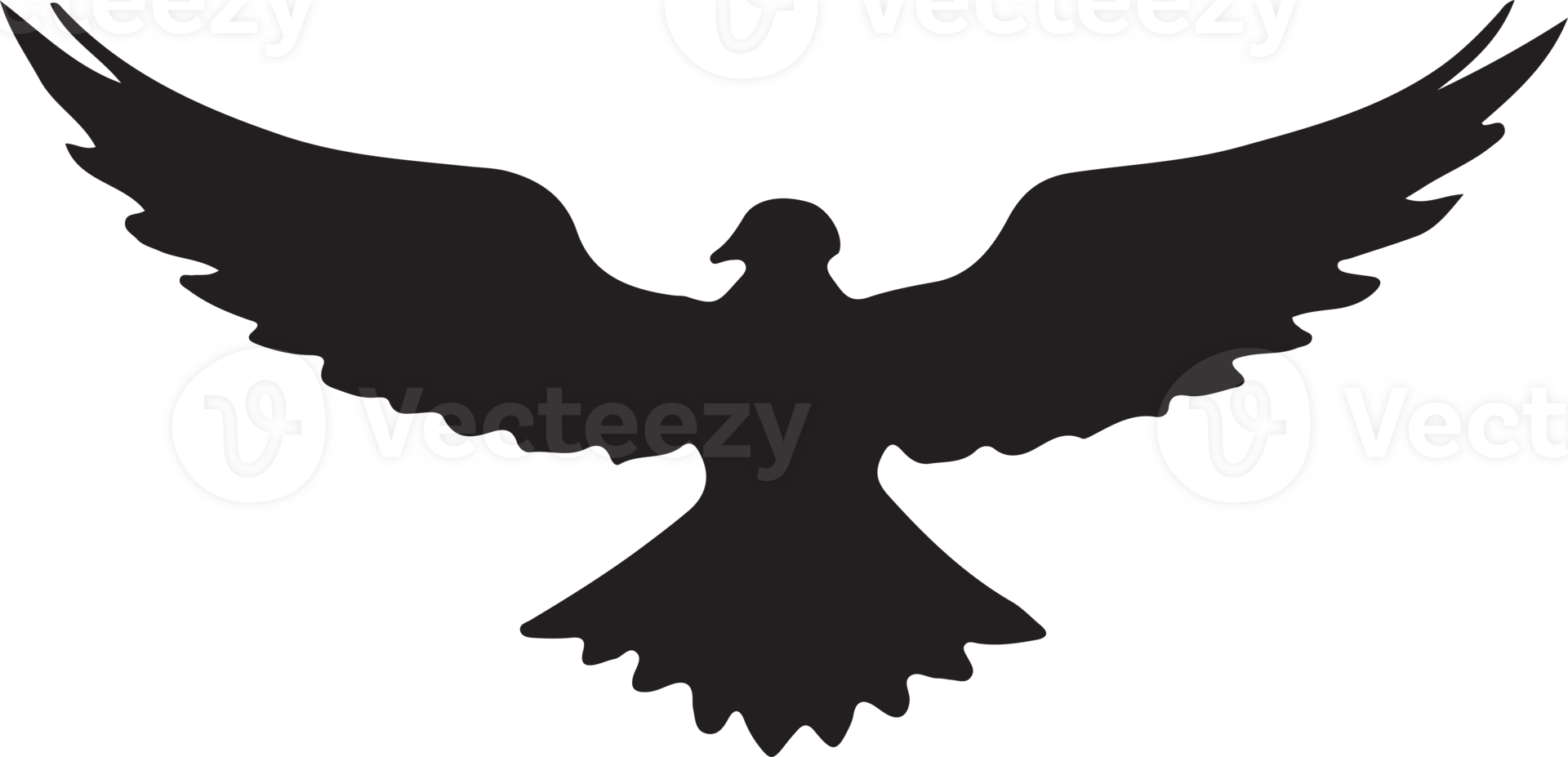 Silhouette design of eagle in flight. Clip art of birds of prey in black color. png