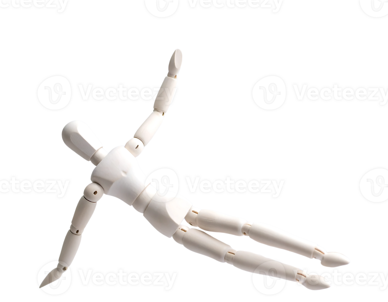 A white mannequin is lying on its back png