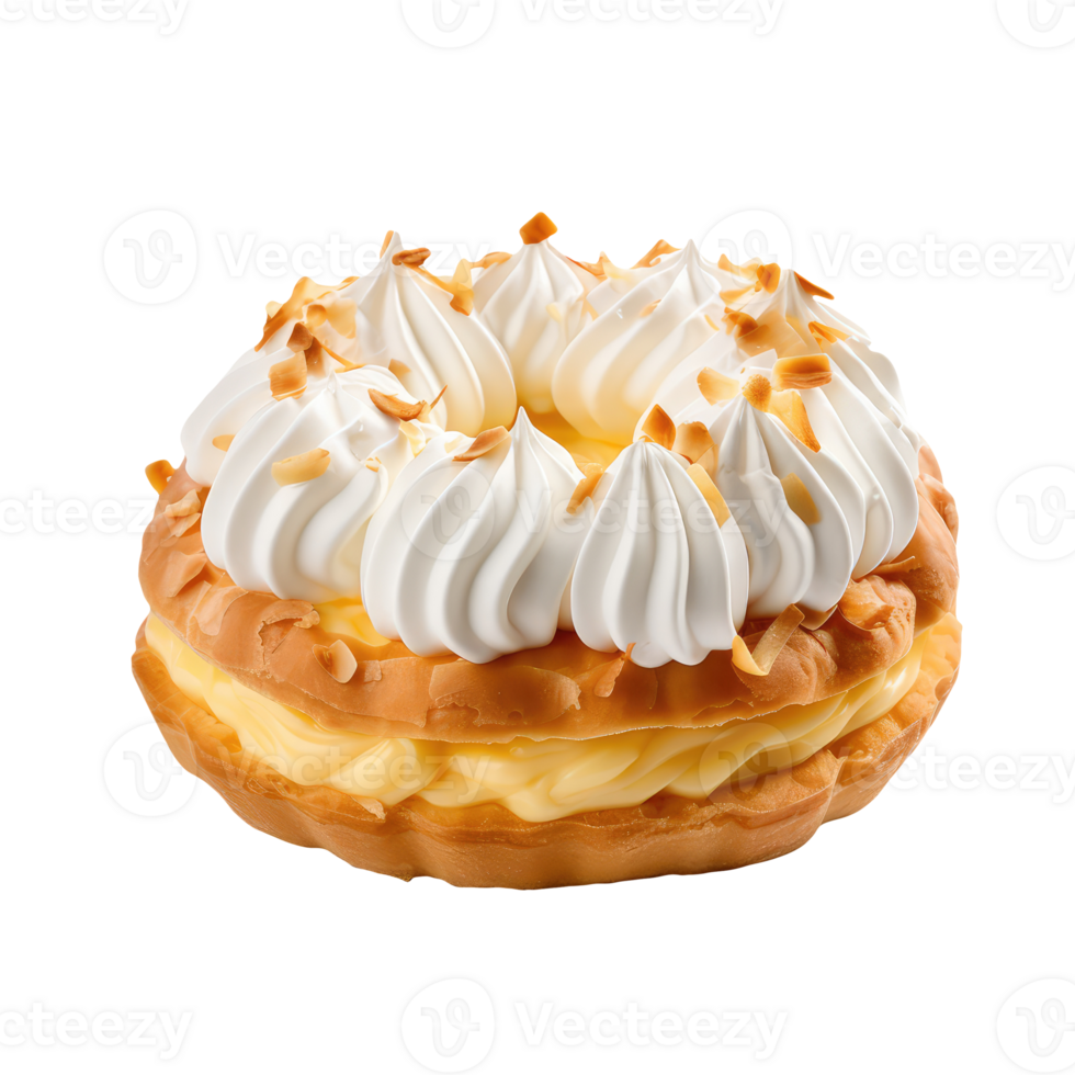 A pastry with whipped cream on top. png