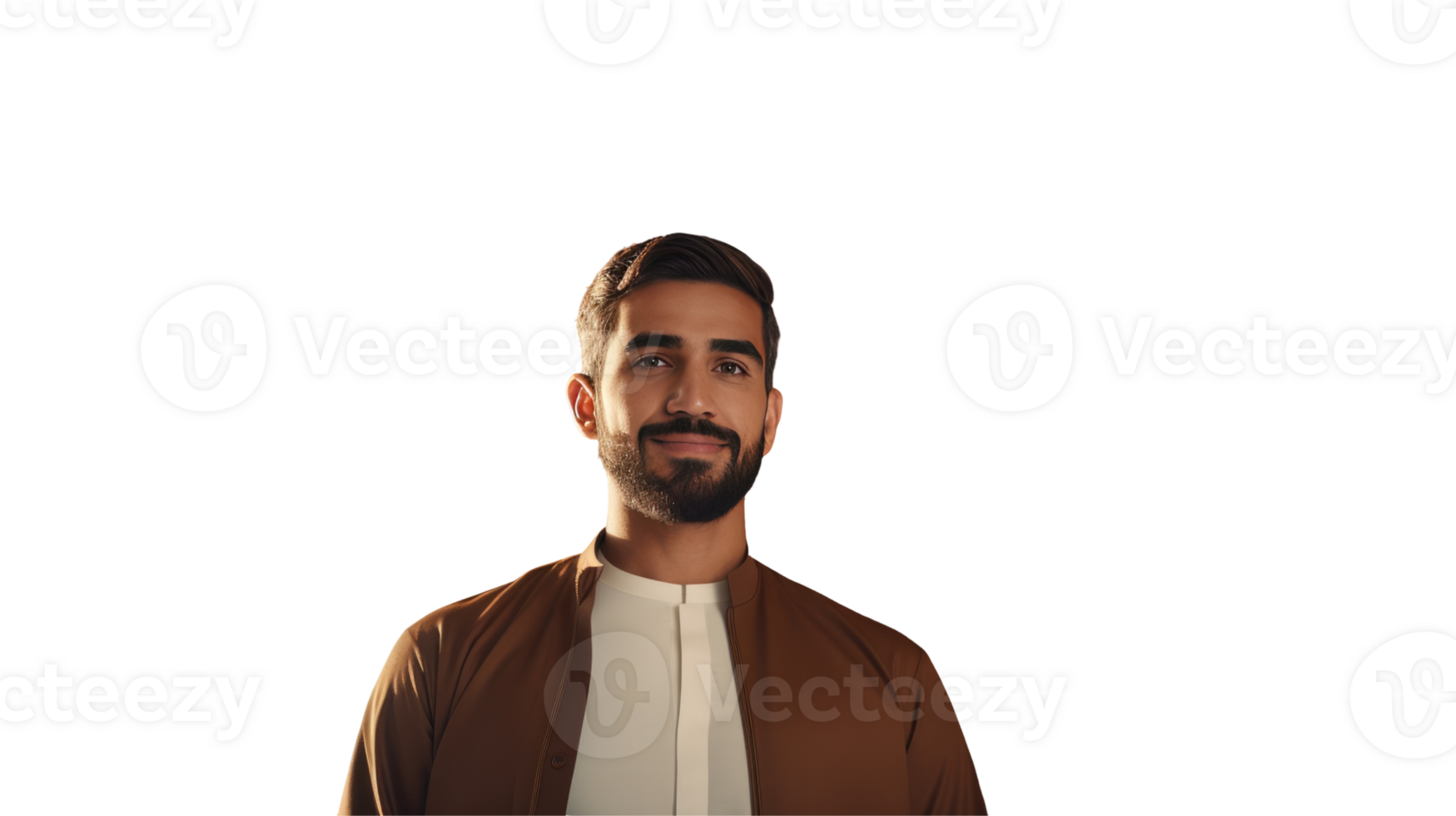 A man with a beard and a brown jacket. png