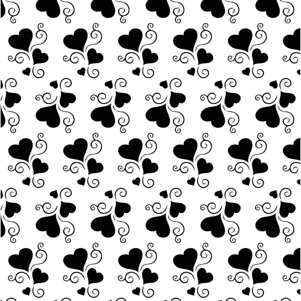Seamless pattern of whimsical heart vines dancing with love and affection presented in monochrome vector