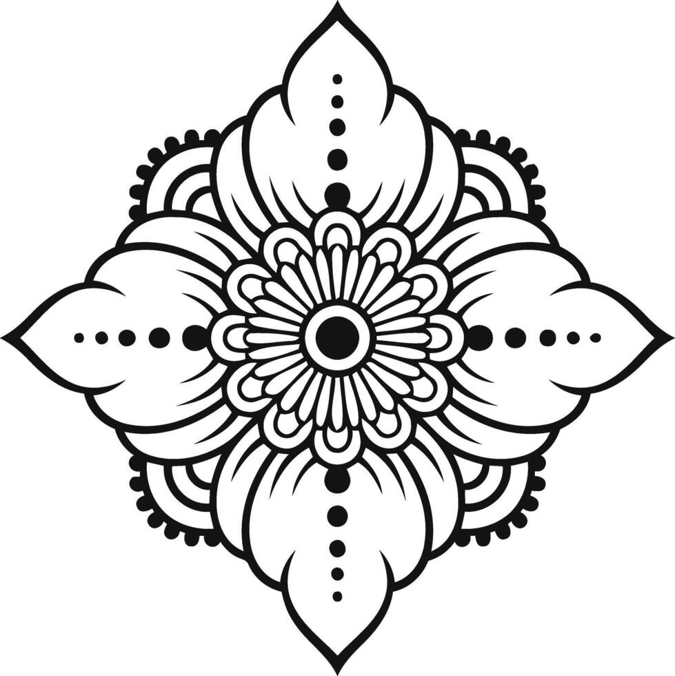 Intricate floral mandala art symbolizing harmony and spiritual connection clean line art vector