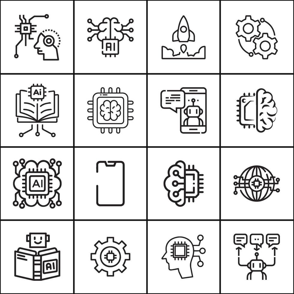 AI Technology Icons design vector