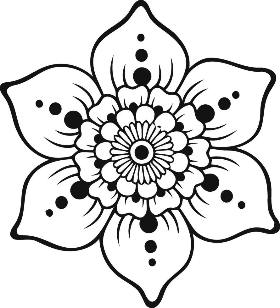 An enchanting floral mandala embodying peace and serenity perfect for coloring books or mindful vector