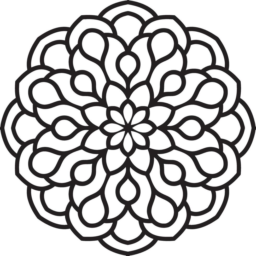 A meditative mandala for creative coloring and relaxation designed with intricate symmetrical shapes vector