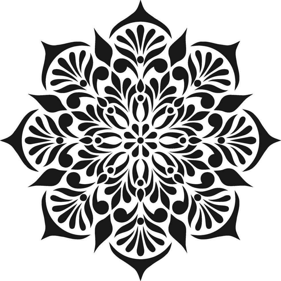 Abstract black and white floral pattern shape vector