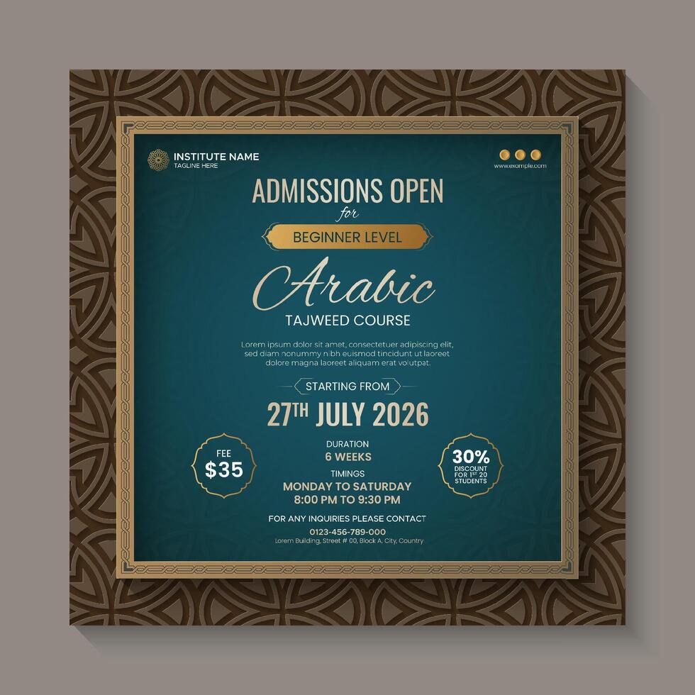Arabic Tajweed course admissions open vector