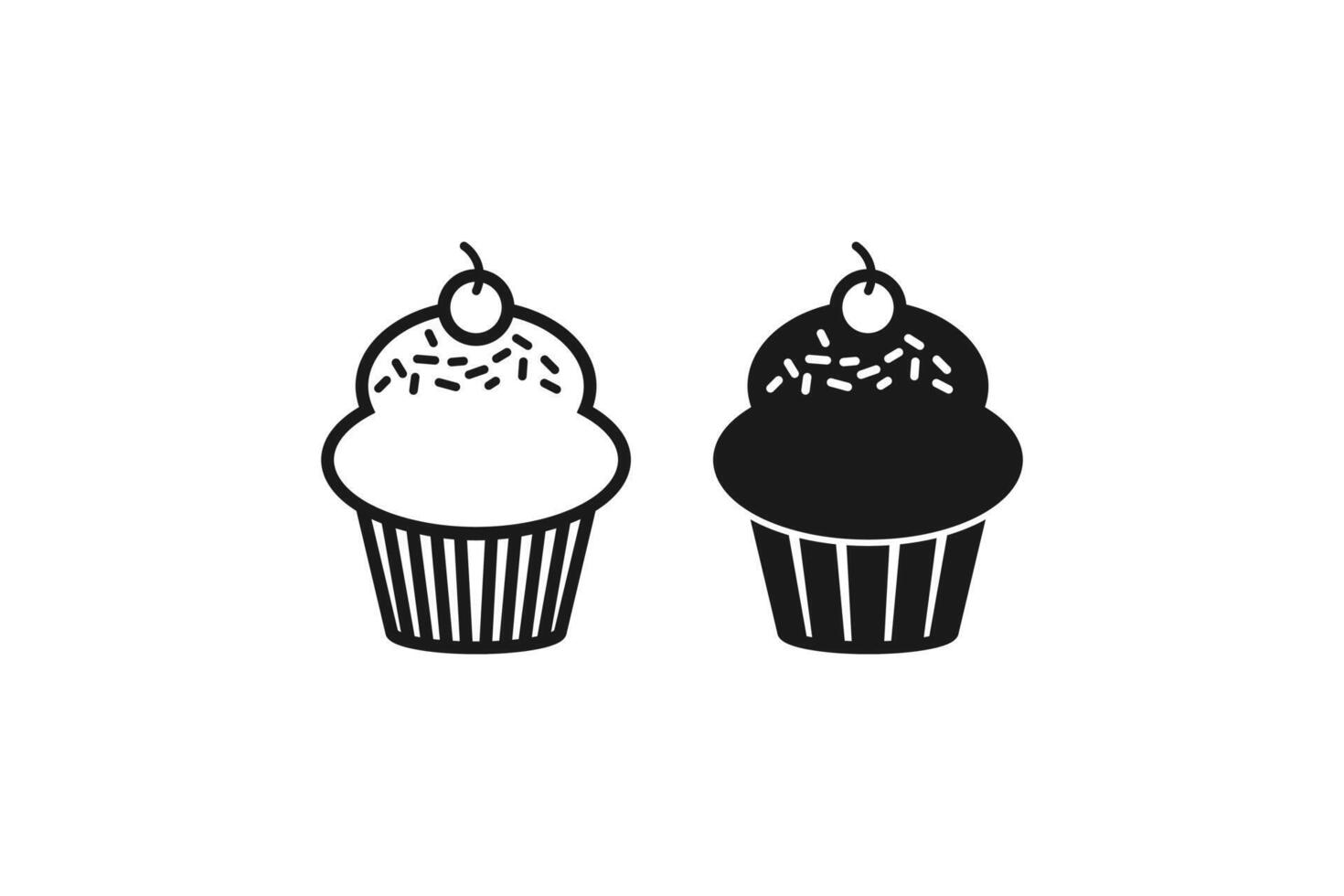 cupcake icon line and flat design vector