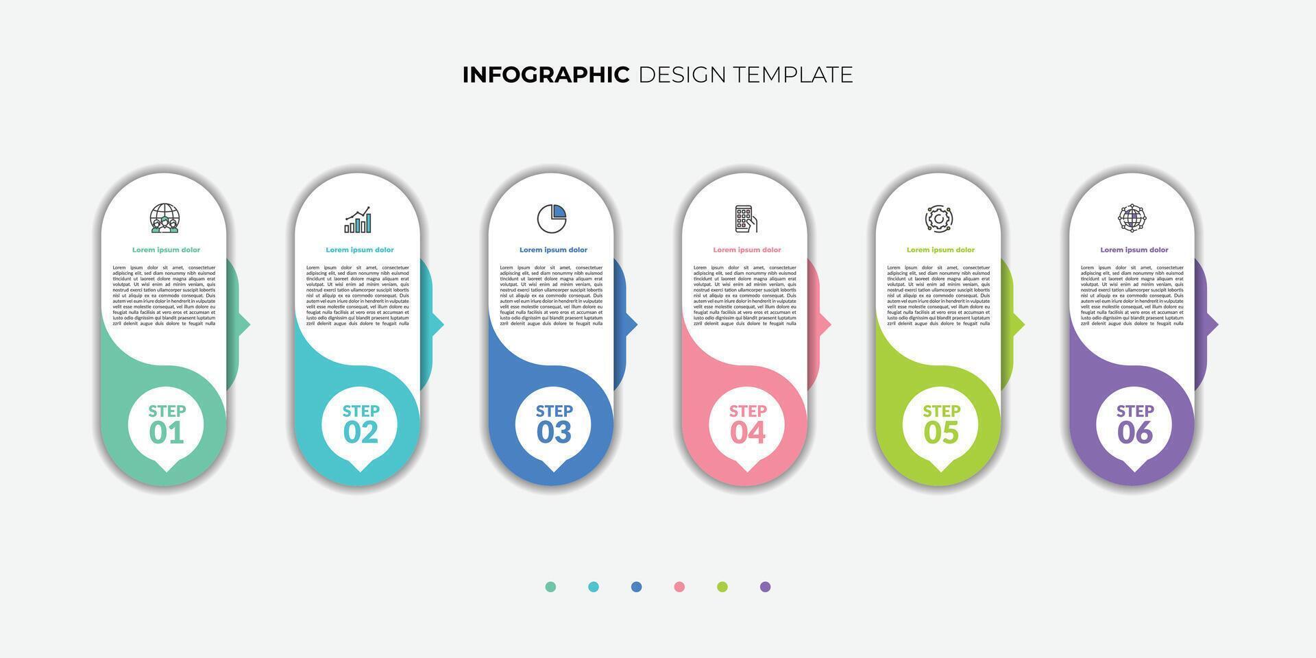 Business infographic template. 6 Step timeline journey. Process diagram, 6 step or options on white background vector