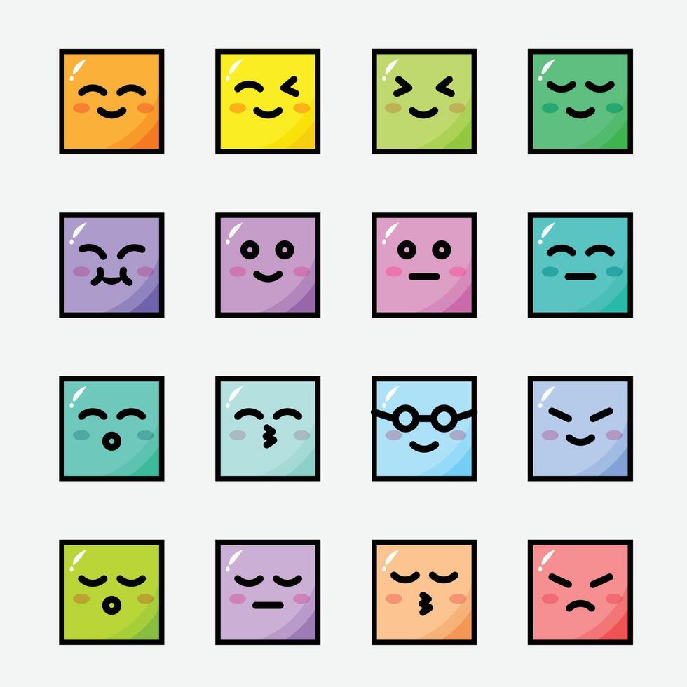 Cute smiling shape box character icon. Fun illustration in kawaii cartoon style expression. vector