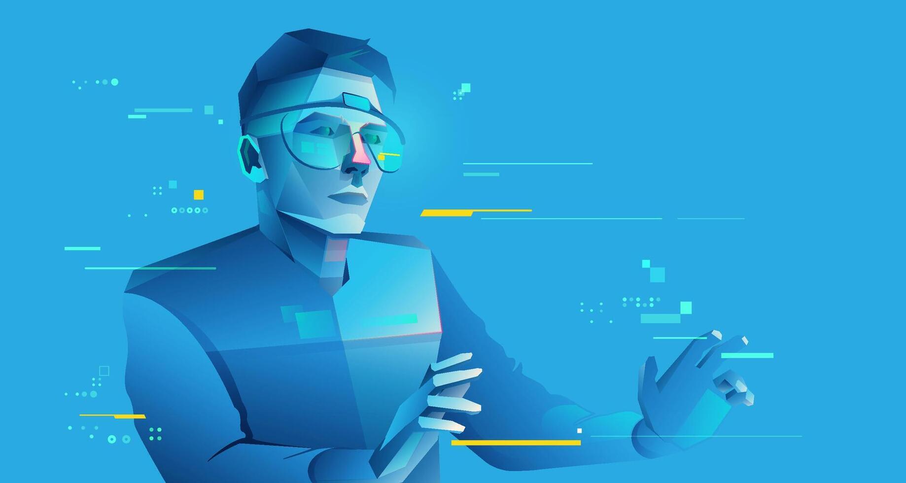 Digital illustration of a man with glasses vector