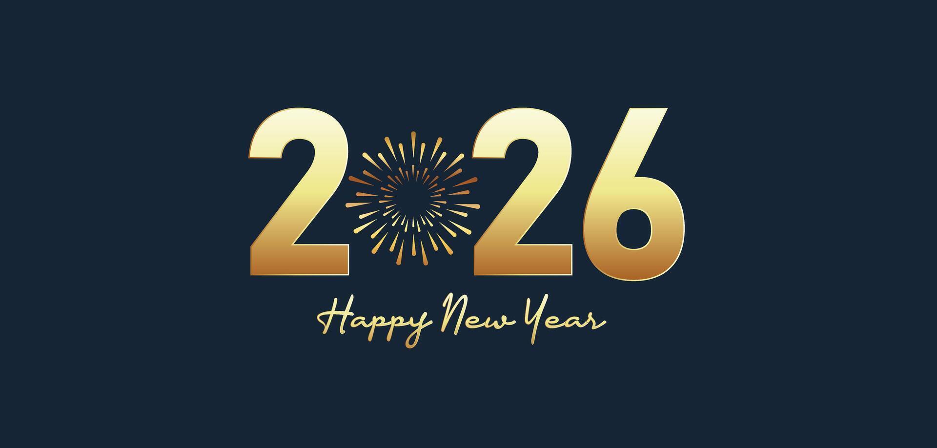 2026 New Year design holiday with golden sparkles background illustration vector
