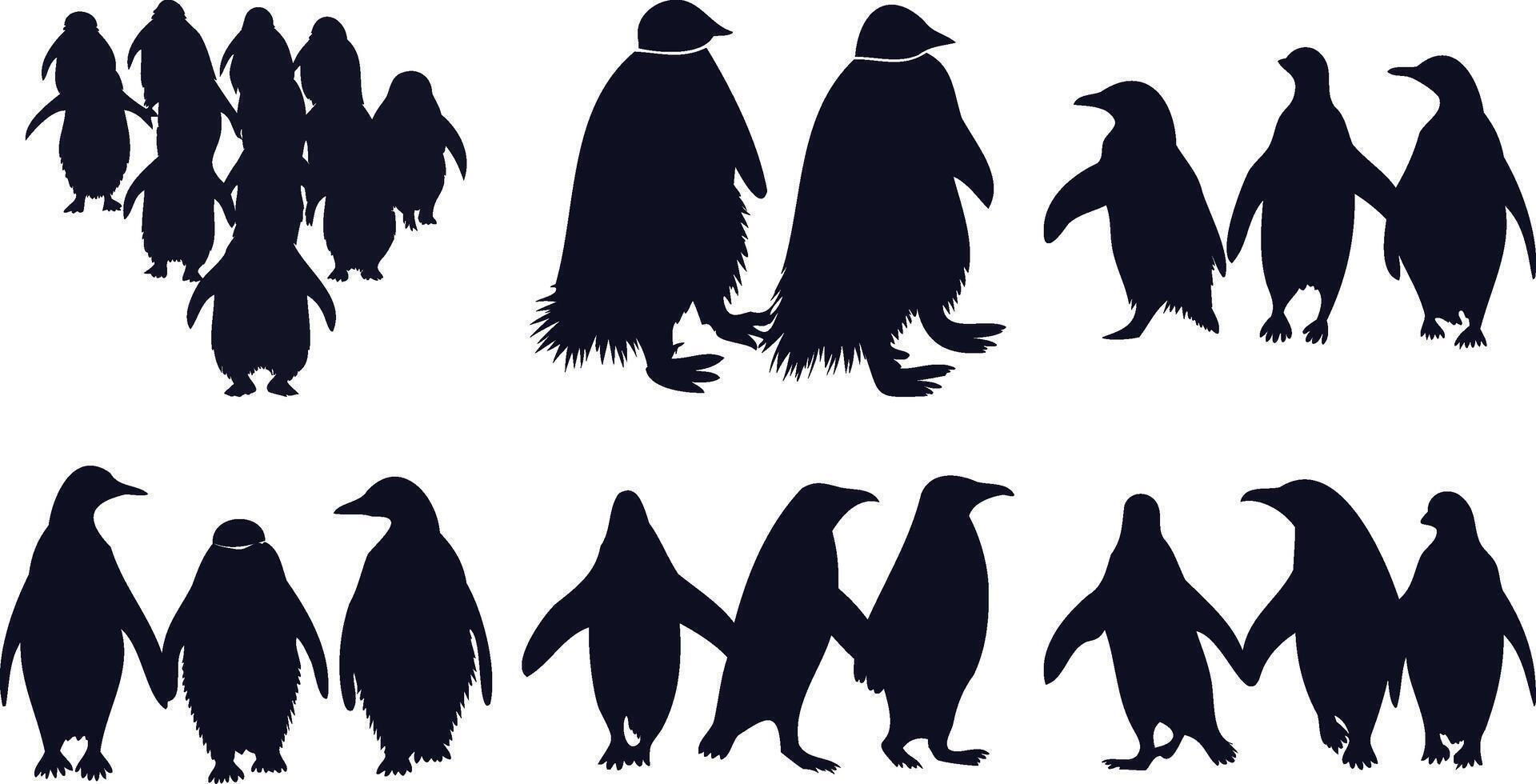 Penguin Colony Silhouettes vector