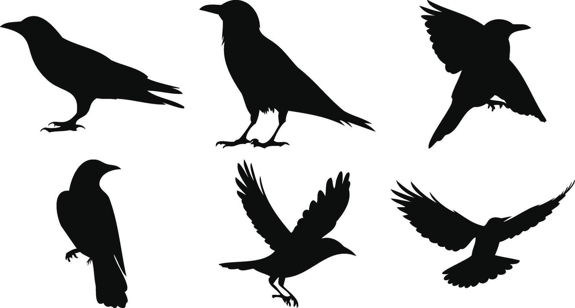 Perched and Flying Birds Vectors