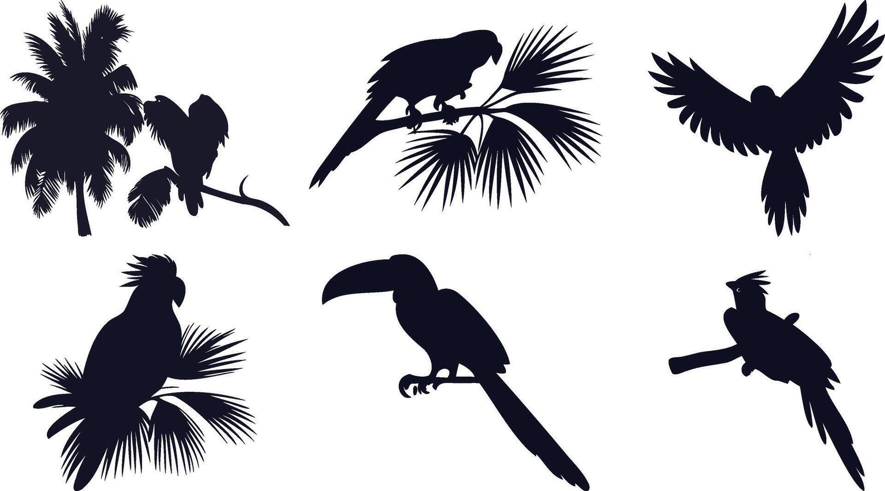Parrots and Tropical Leaves vector