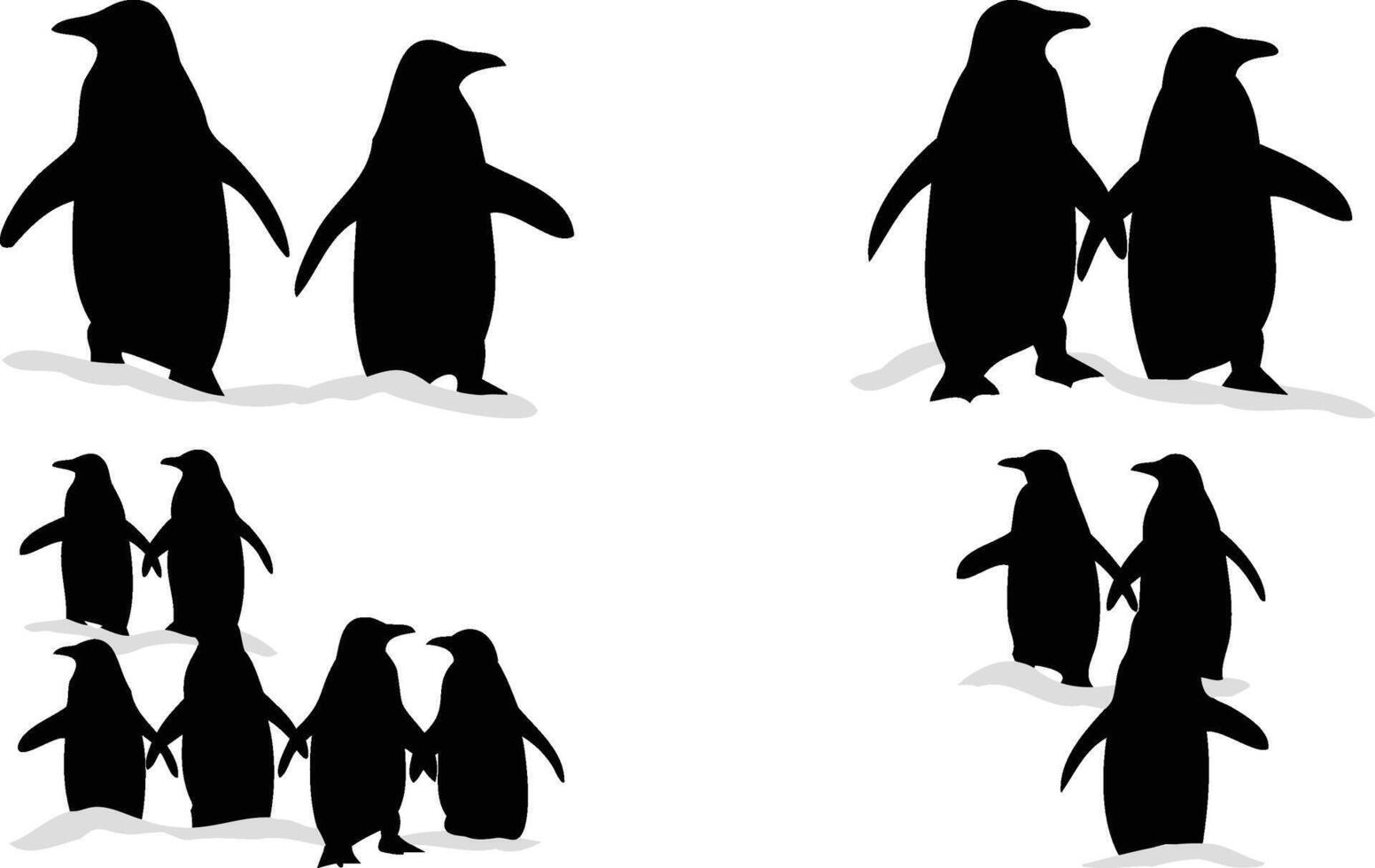 Penguin Silhouettes Group Pose vector