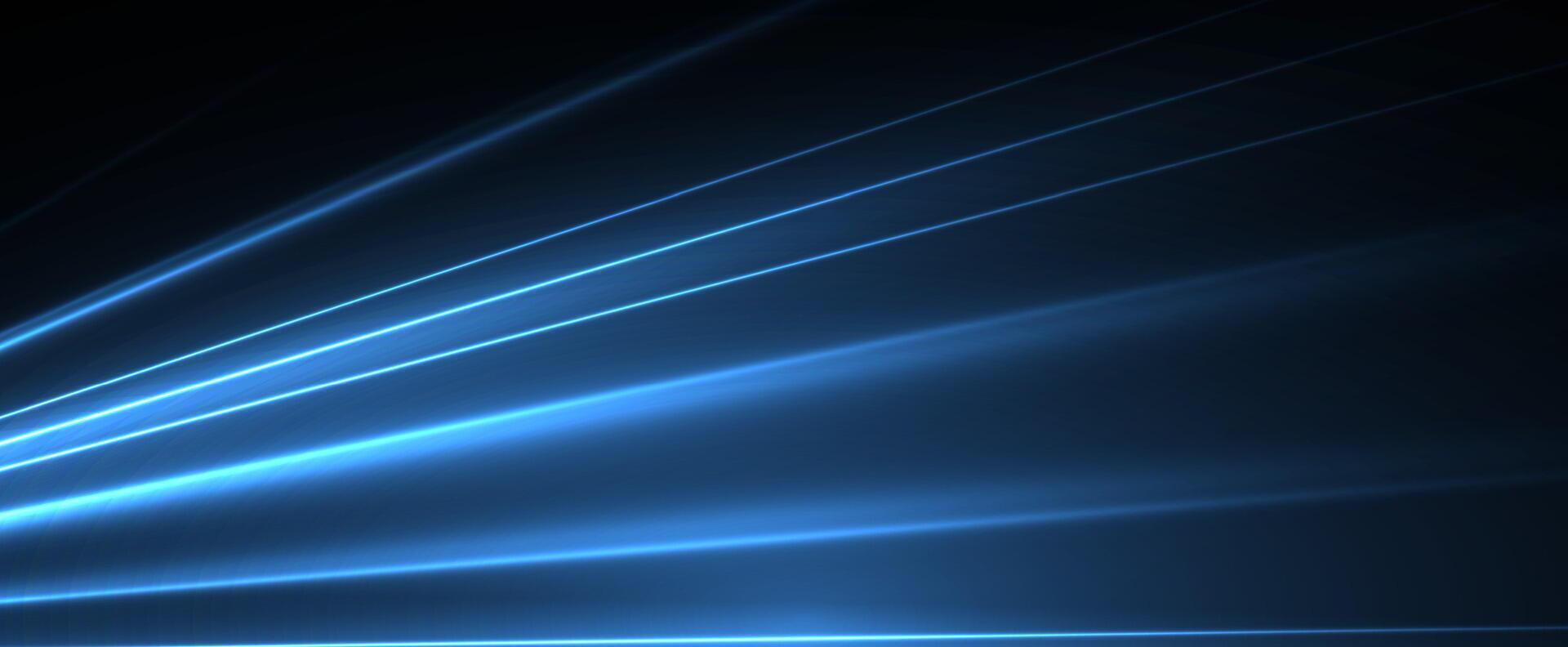 abstract blue light lines on black background vector
