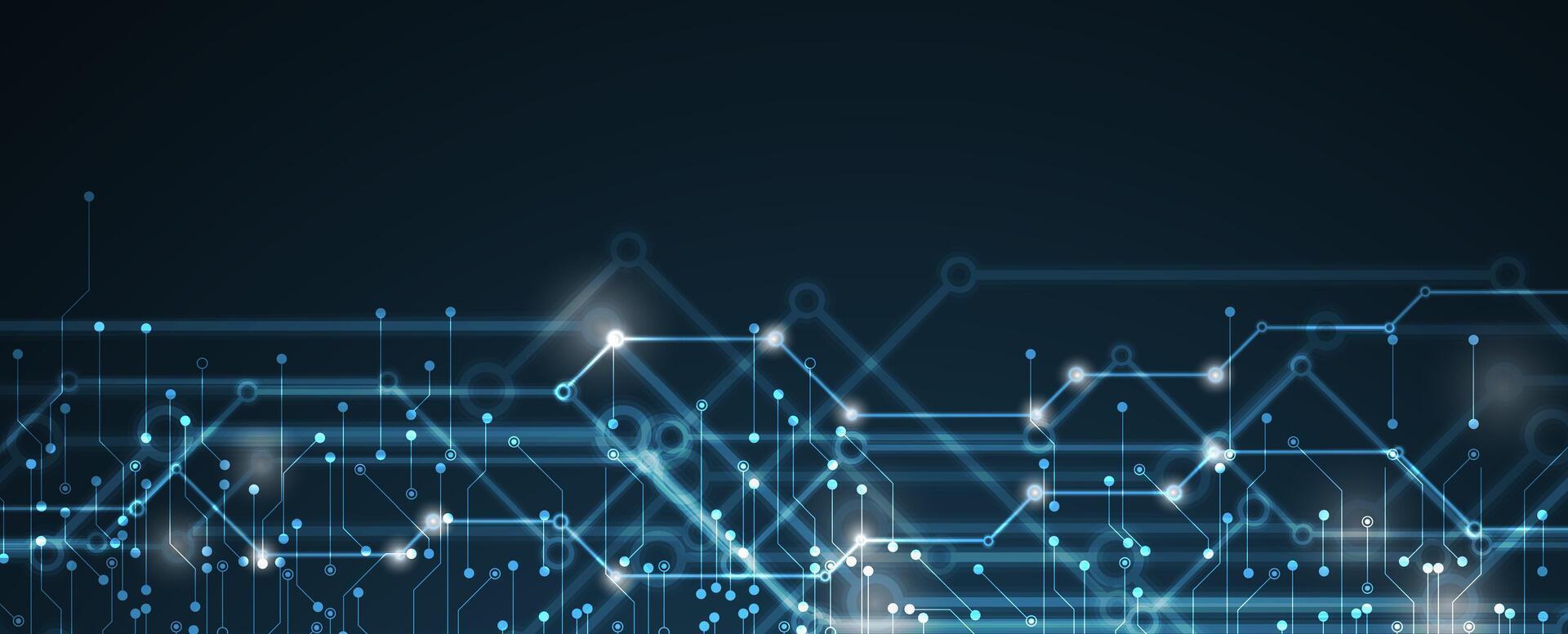 abstract technology background with bright lines and dots vector