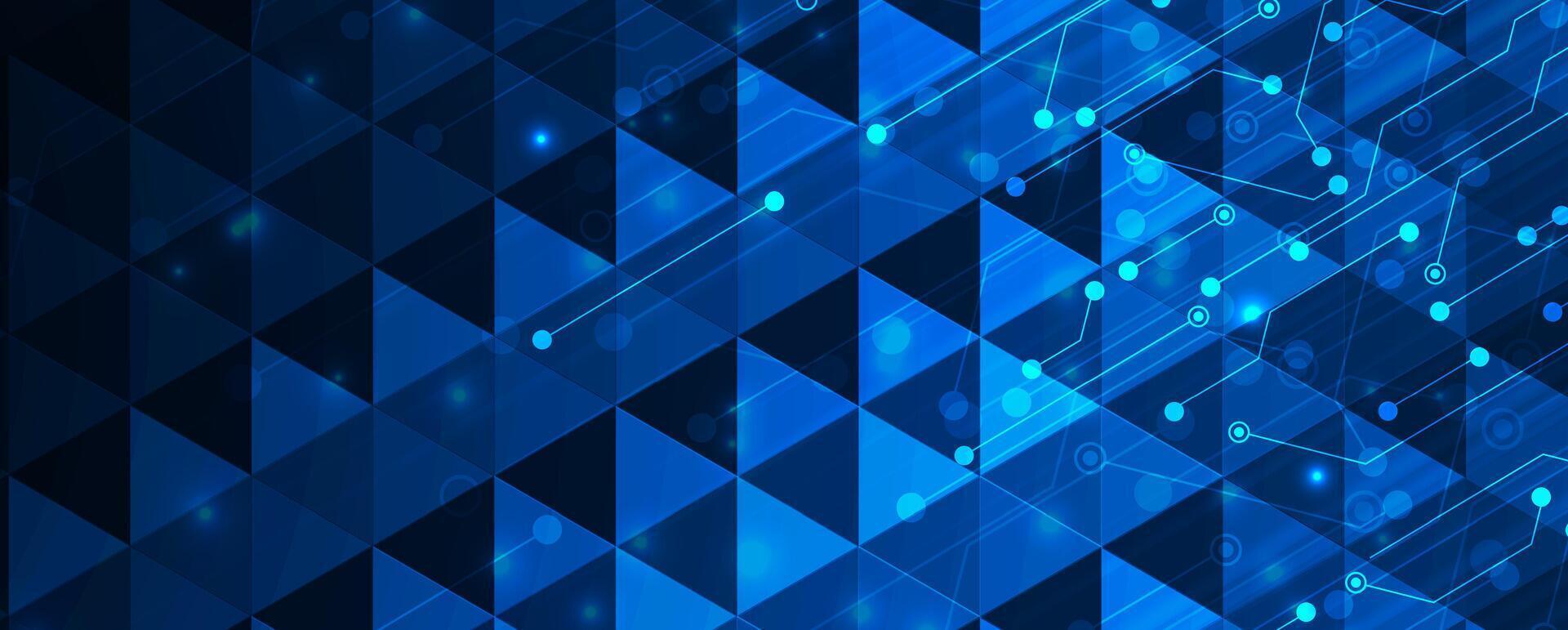 abstract bright blue technology background with lines and dots vector