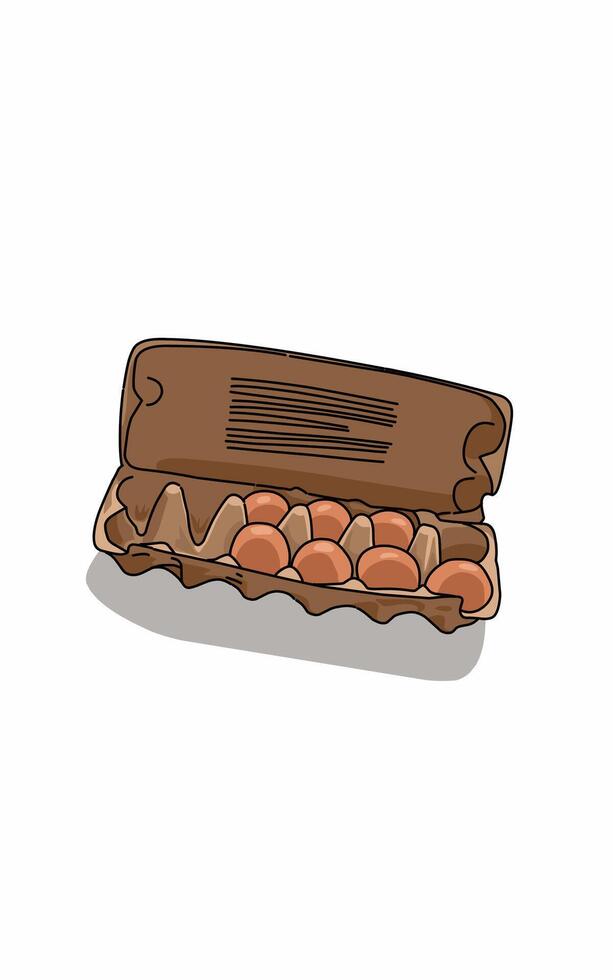 Fresh raw eggs in a paper container. Material Healthy raw food vector