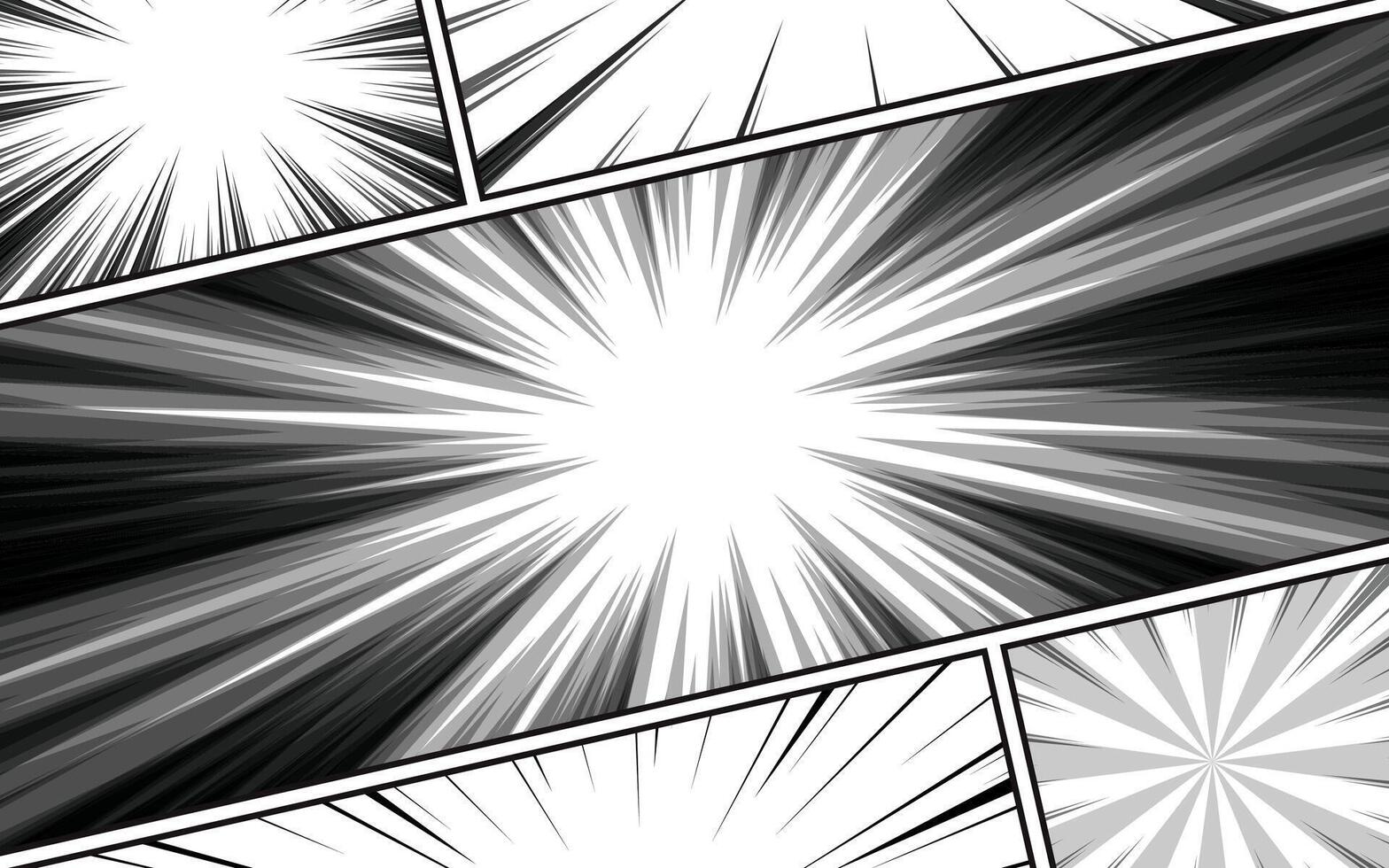Black and white comic page background in pop art style. vector